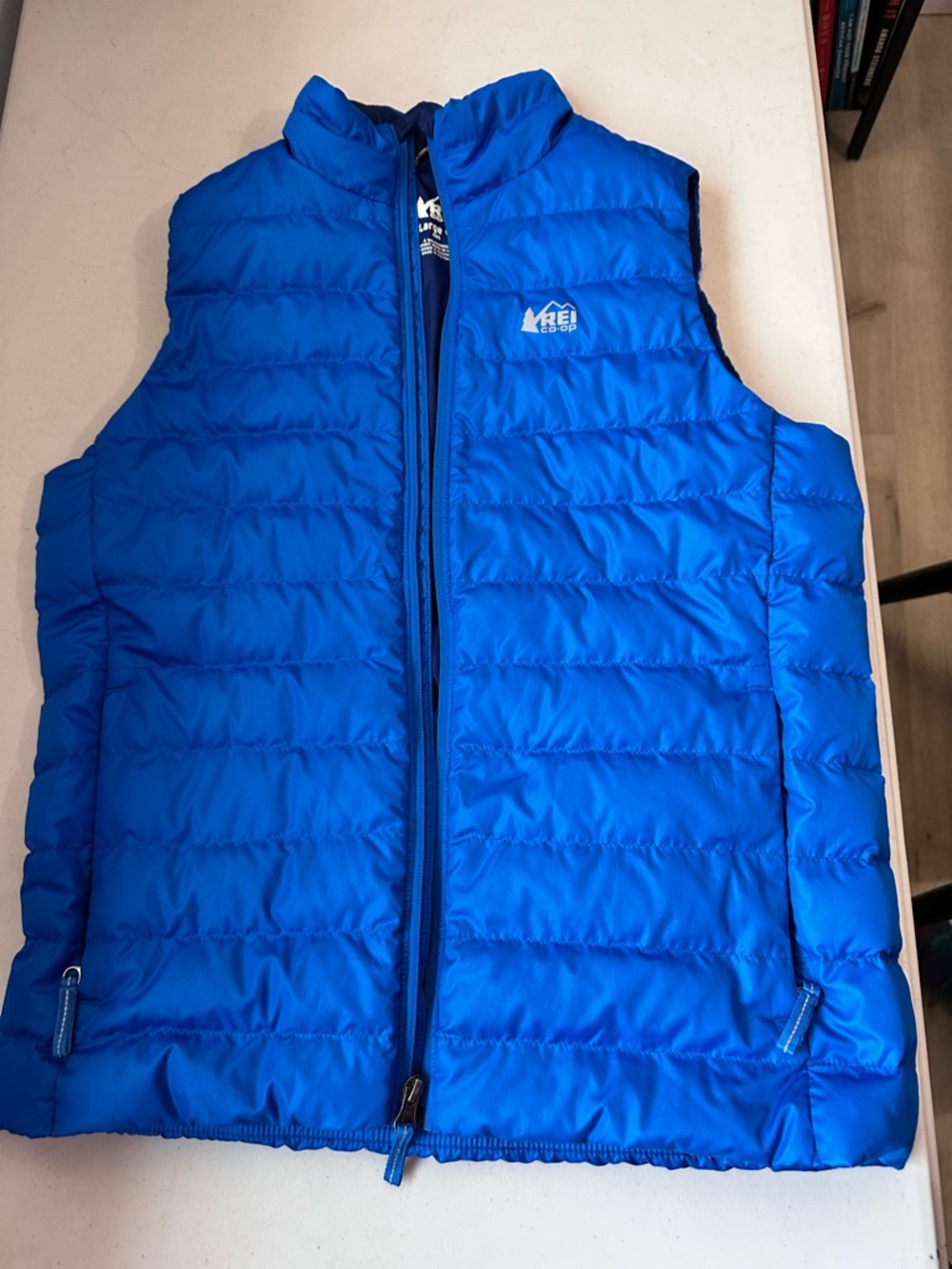 REI Co-op Kids Puffer Vest in Navy and Bright Blue (fits women’s small)